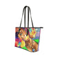 Colorful girl Leather Tote Bag/Small