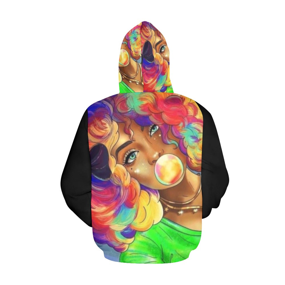 Colorful girl All Over Print Hoodie for Women