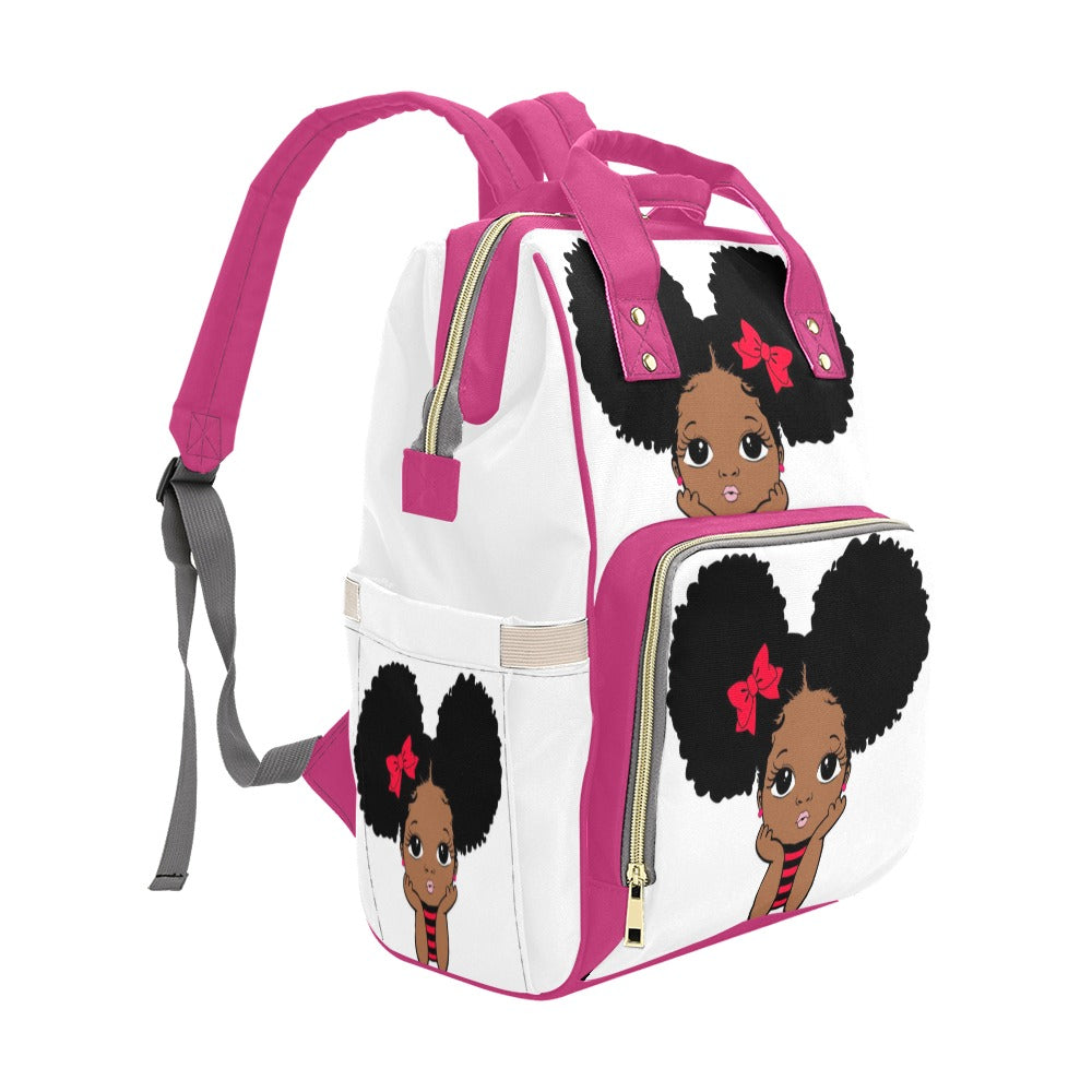 Pink Puff Girl Multi-Function Backpack/Diaper Bag