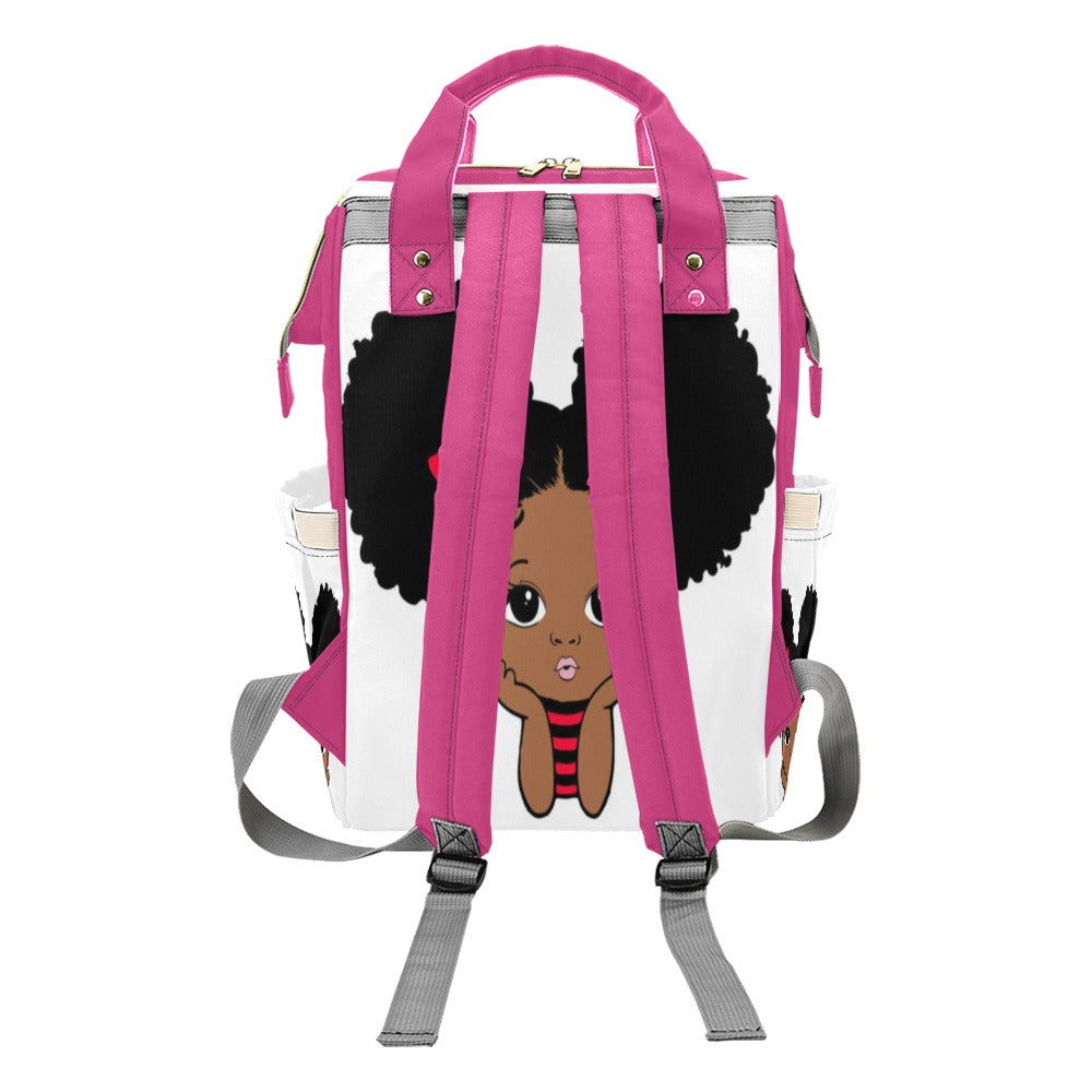Pink Puff Girl Multi-Function Backpack/Diaper Bag