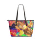 Colorful girl Leather Tote Bag/Small