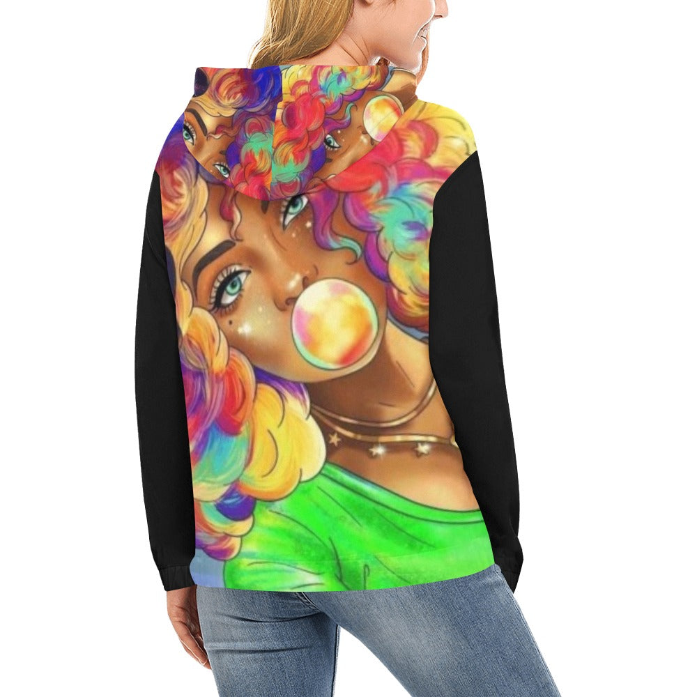 Colorful girl All Over Print Hoodie for Women